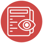 Pictogramme d’un document avec un œil, représentant la transparence et la clarté des informations
