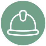 Icône de casque de chantier représentant la sécurité du matériel et le port des équipements de protection individuelle.