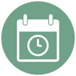Icône de calendrier avec une horloge représentant le respect des délais d’intervention.