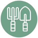 Icône d’outils de jardinage représentant le métier de paysagiste