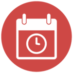 Pictogramme d’un calendrier avec une horloge, représentant le respect des délais