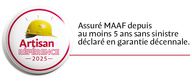 Logo de la distinction Artisan Référence 2025, délivrée par la MAAF pour les artisans sans sinistre décennal depuis au moins 5 ans