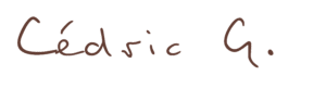 Signature manuscrite de Cédric G., fondateur de La Clé Française